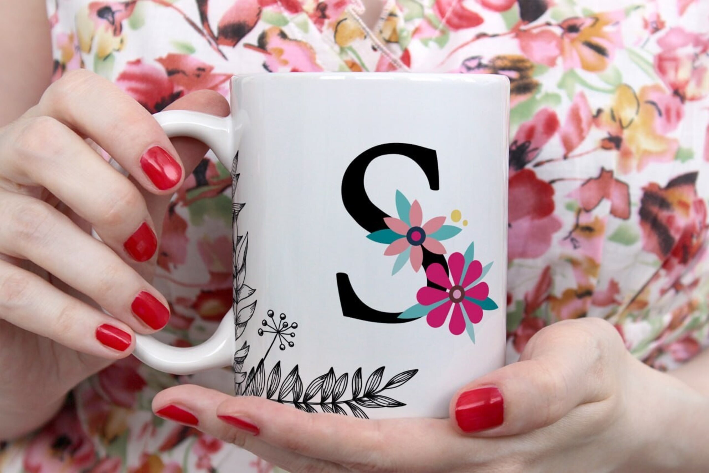 Tazas Iniciales Flor - 19