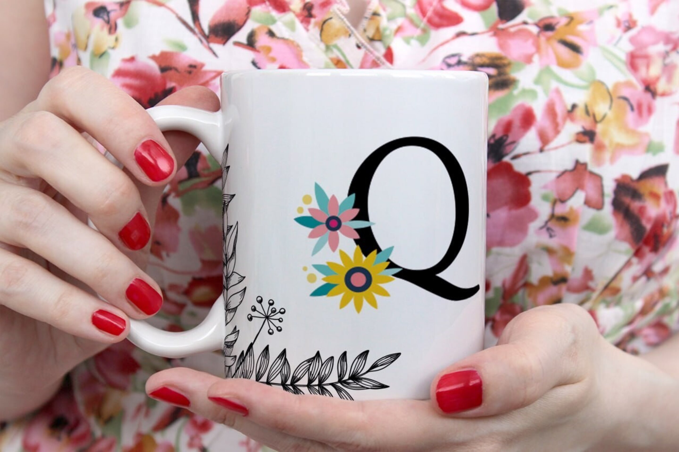 Tazas Iniciales Flor - 17