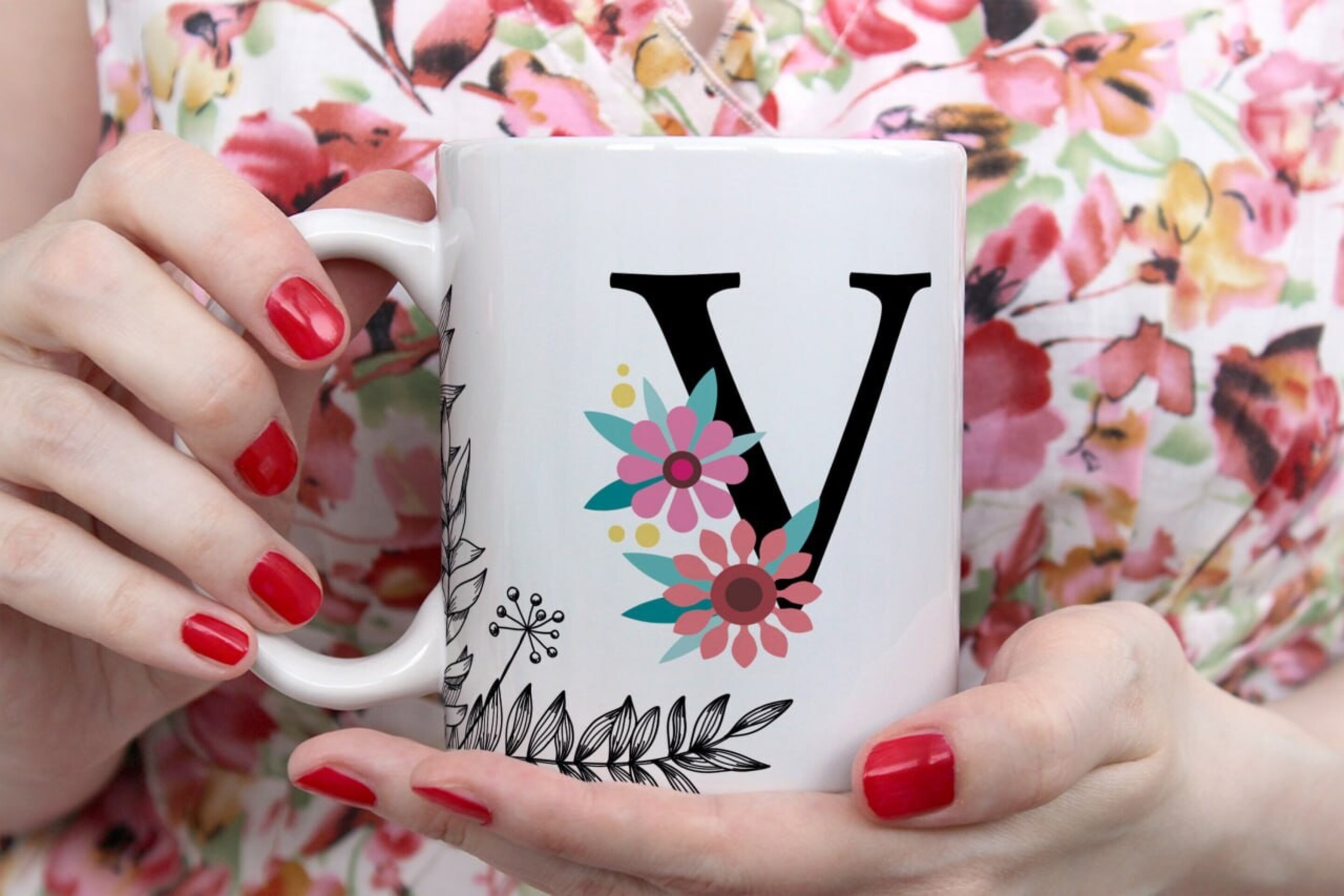 Tazas Iniciales Flor - 22
