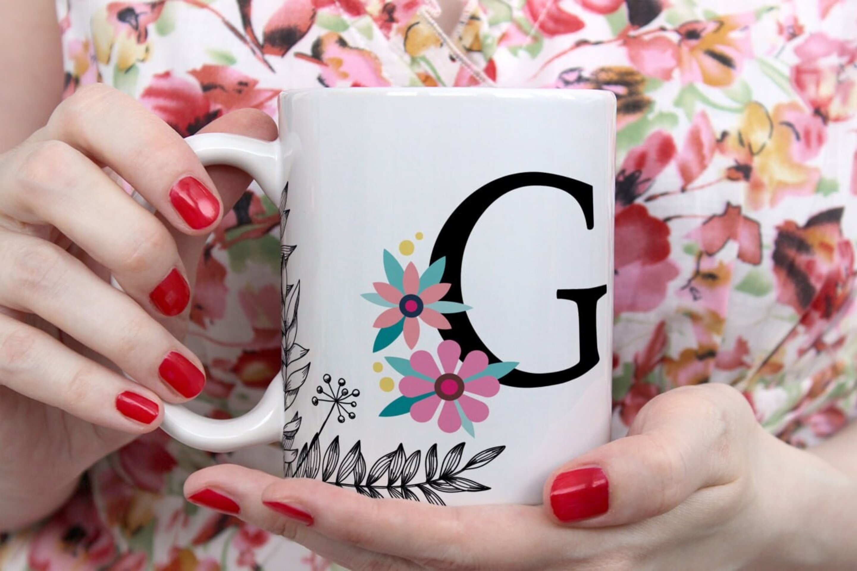 Tazas Iniciales Flor - 7