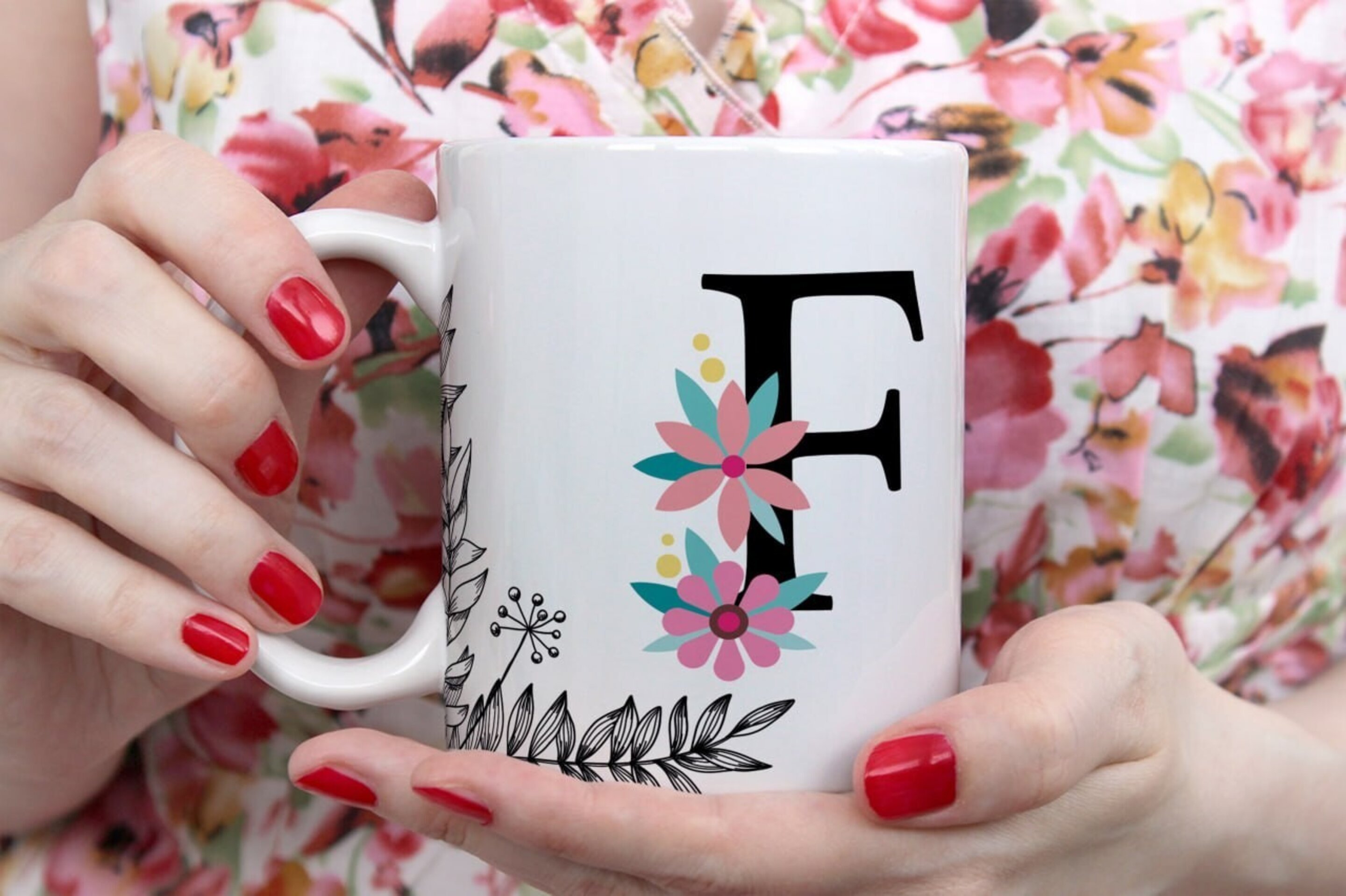 Tazas Iniciales Flor - 6
