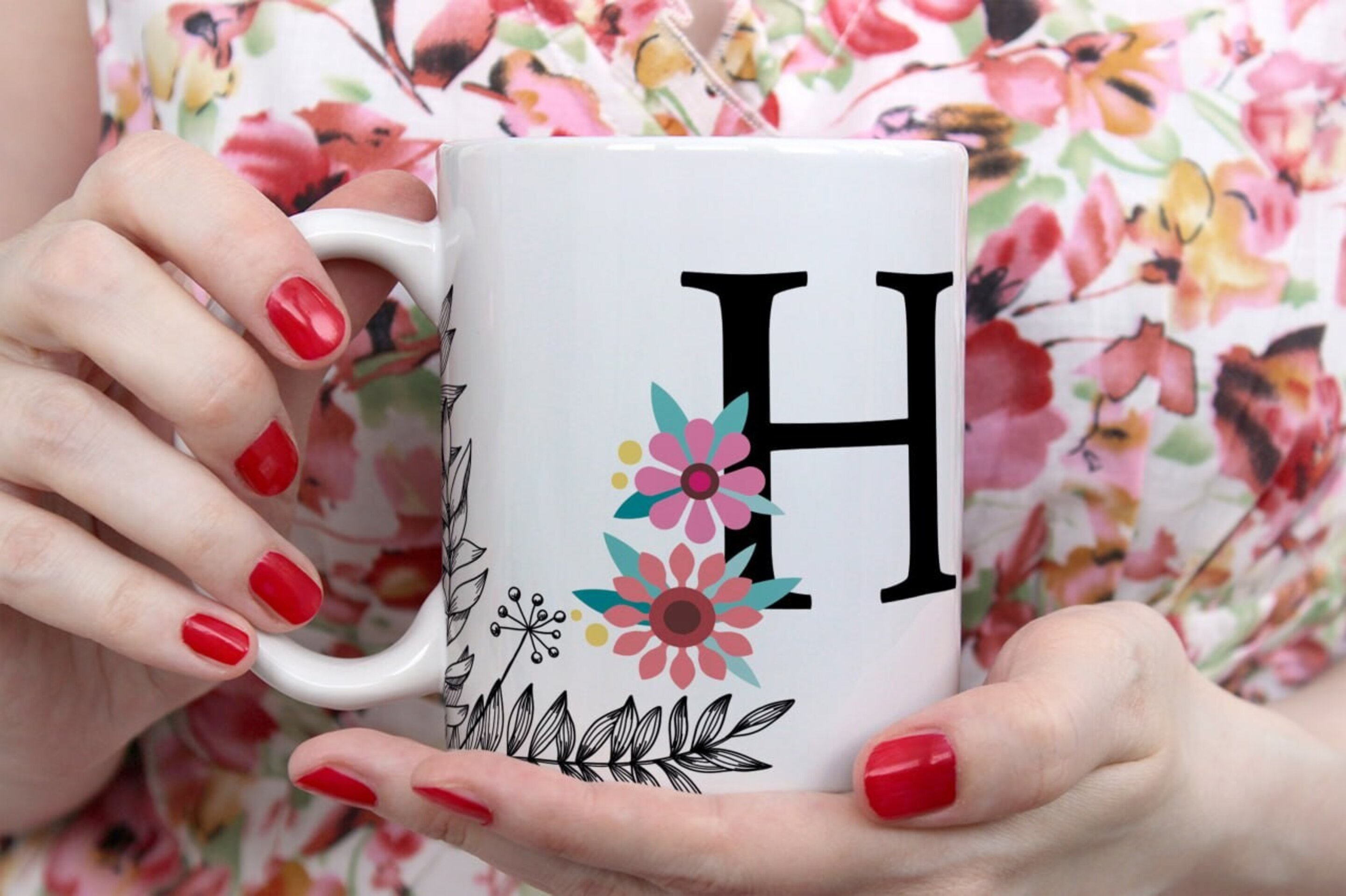 Tazas Iniciales Flor - 8