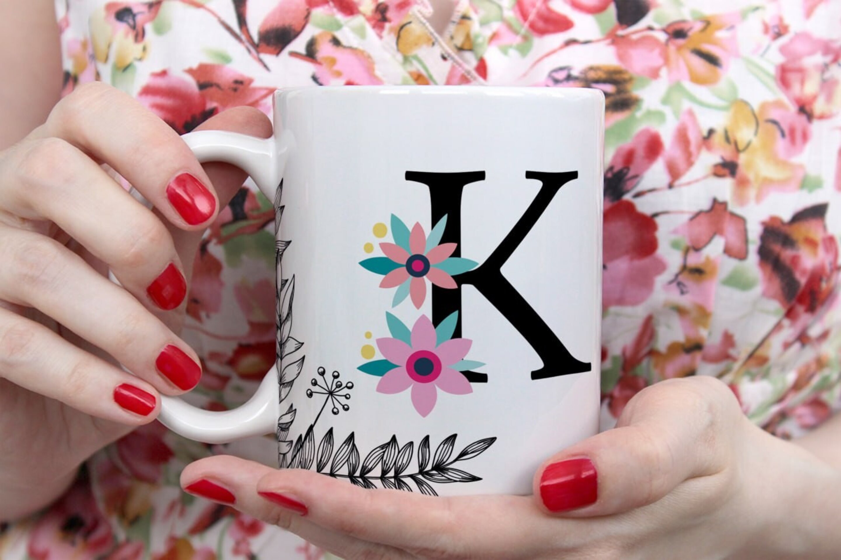 Tazas Iniciales Flor - 11