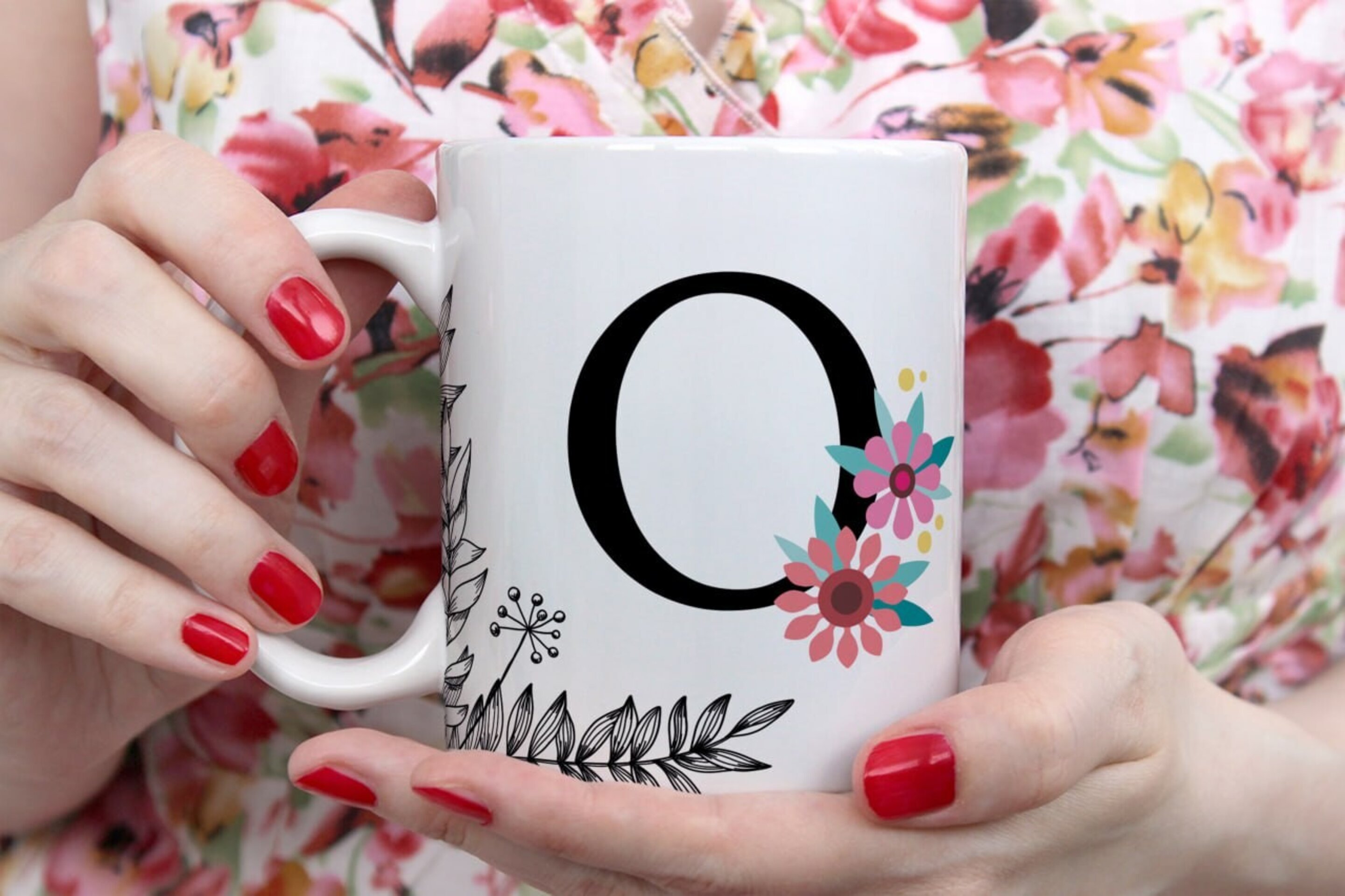 Tazas Iniciales Flor - 15