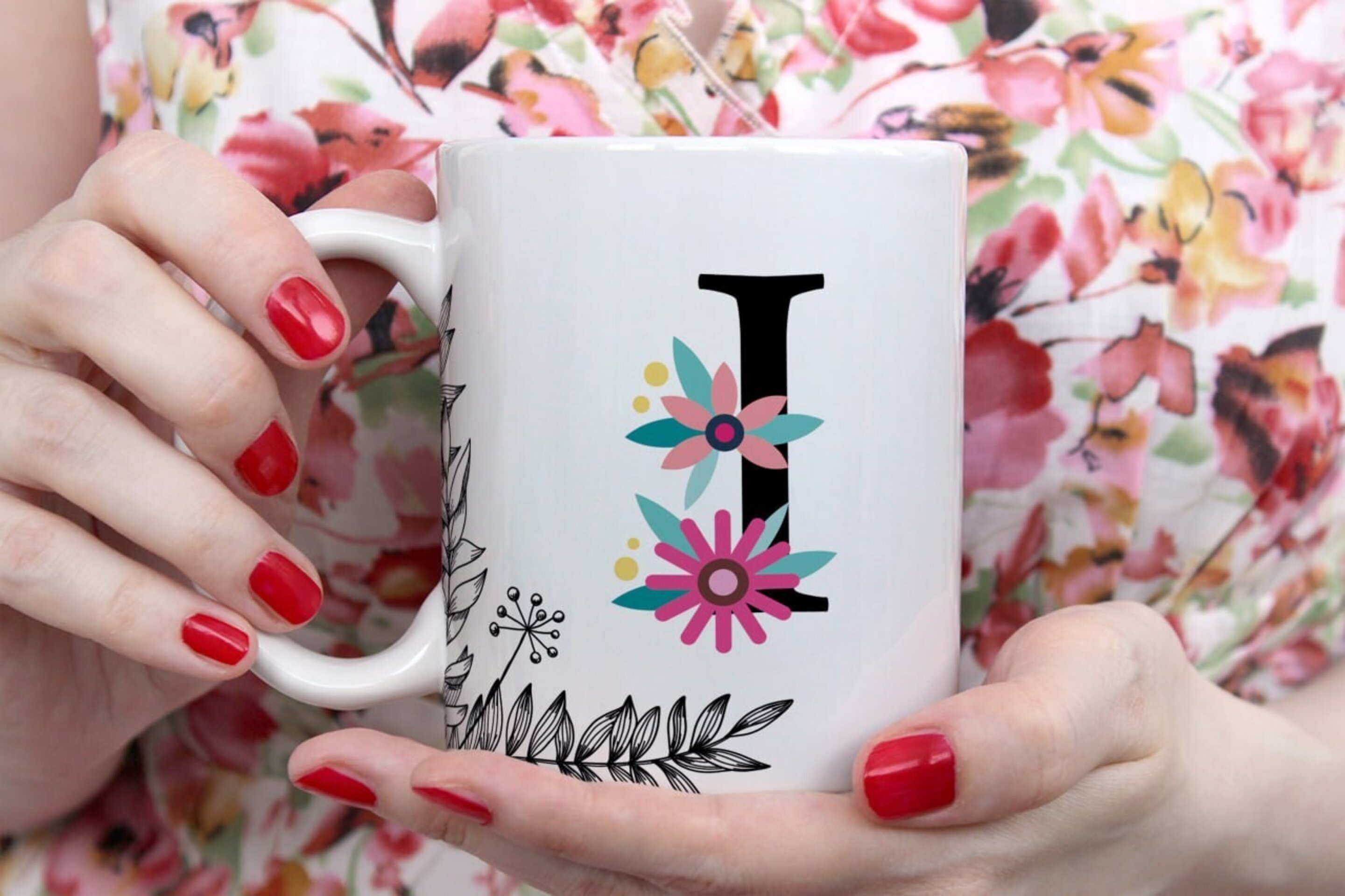 Tazas Iniciales Flor - 9