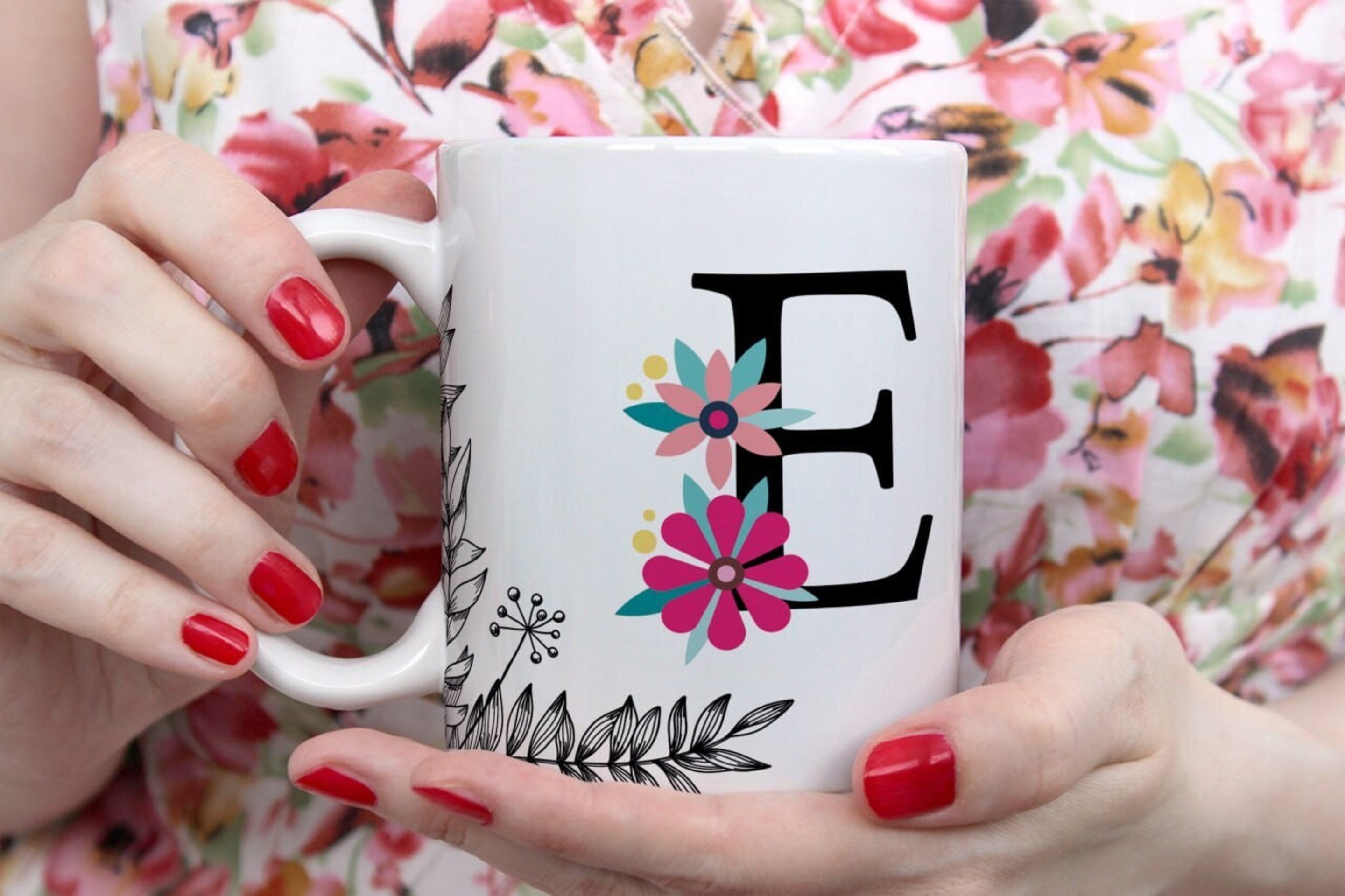 Tazas Iniciales Flor - 5