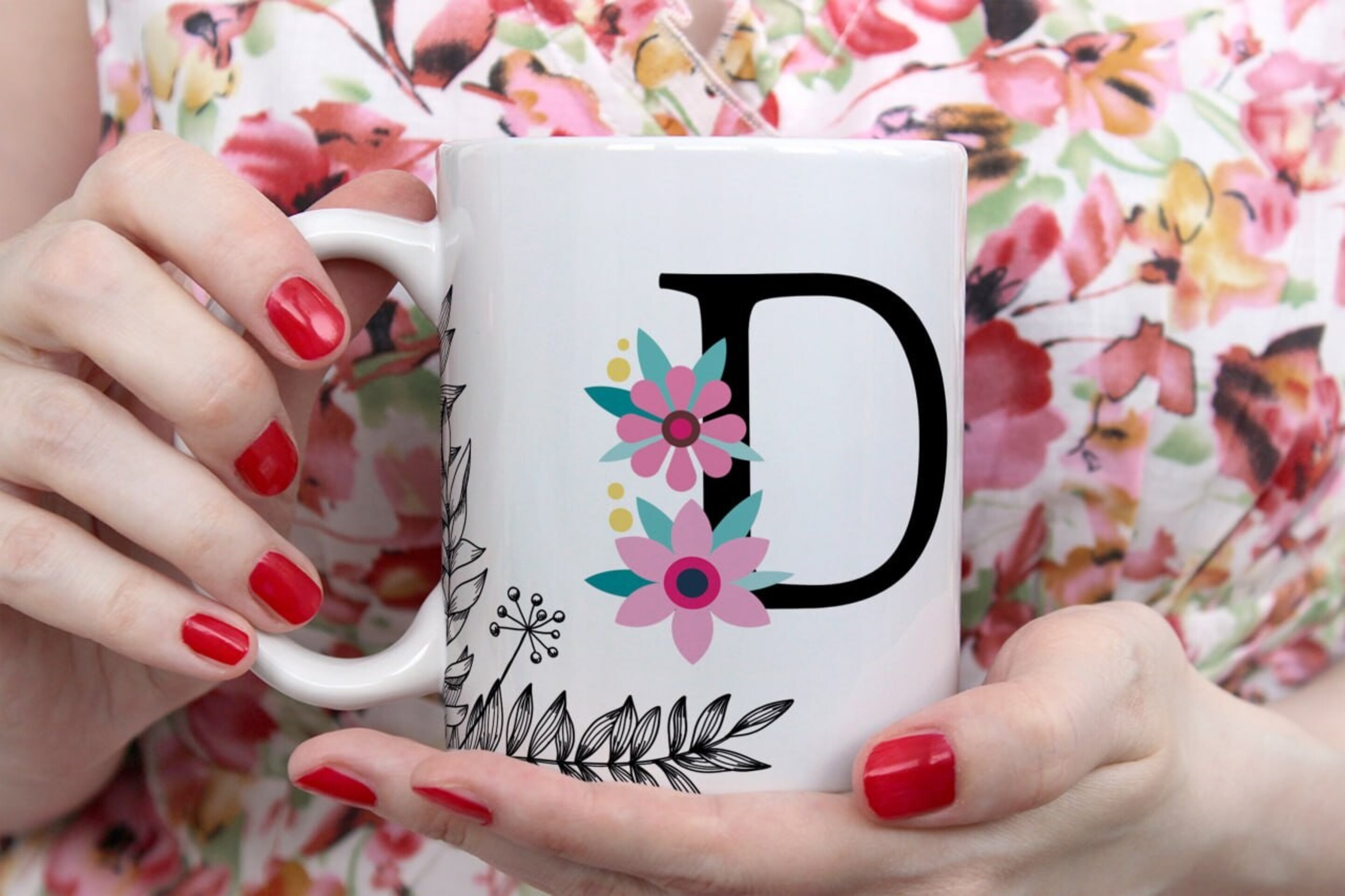 Tazas Iniciales Flor - 4