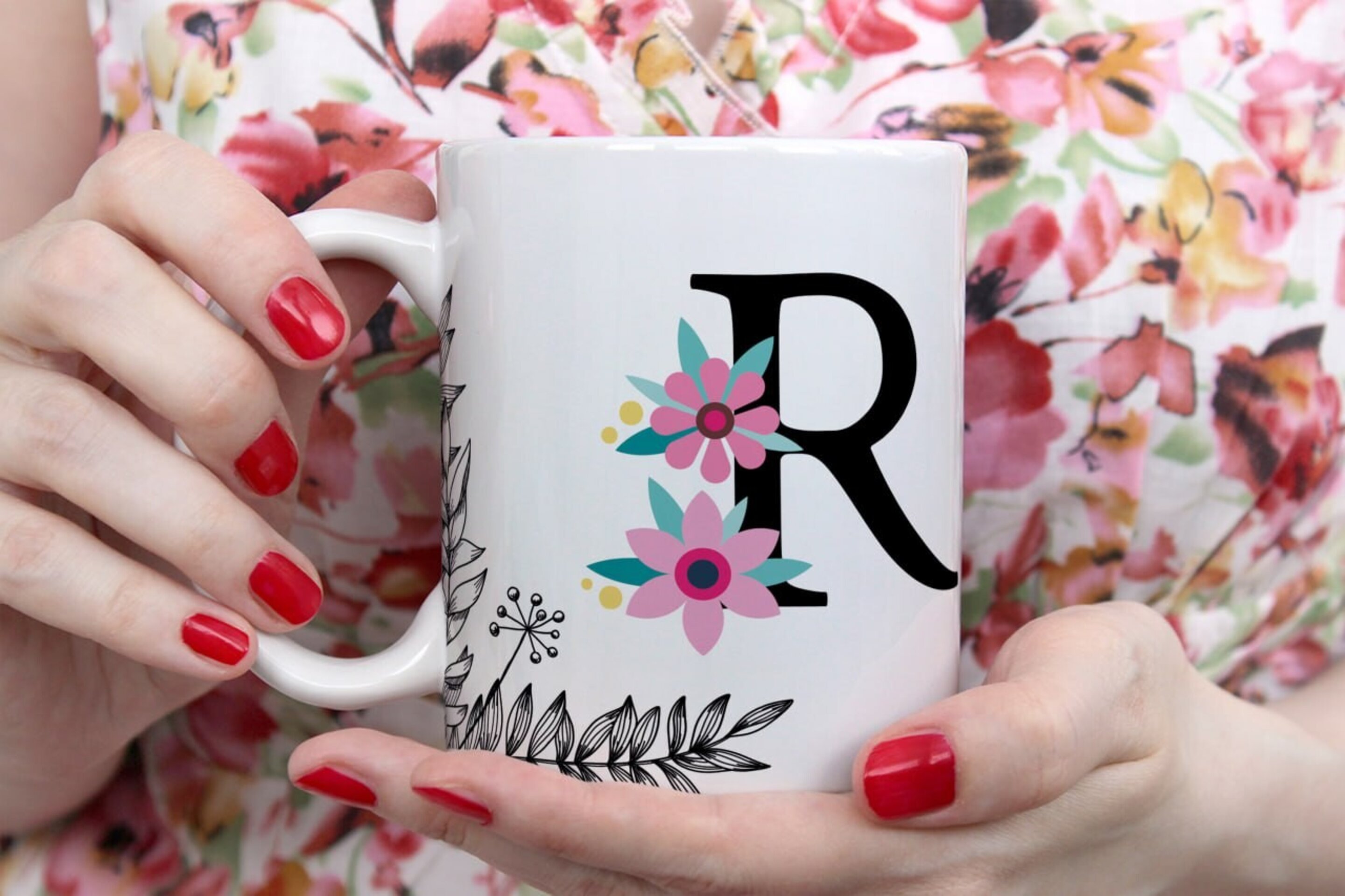 Tazas Iniciales Flor - 18
