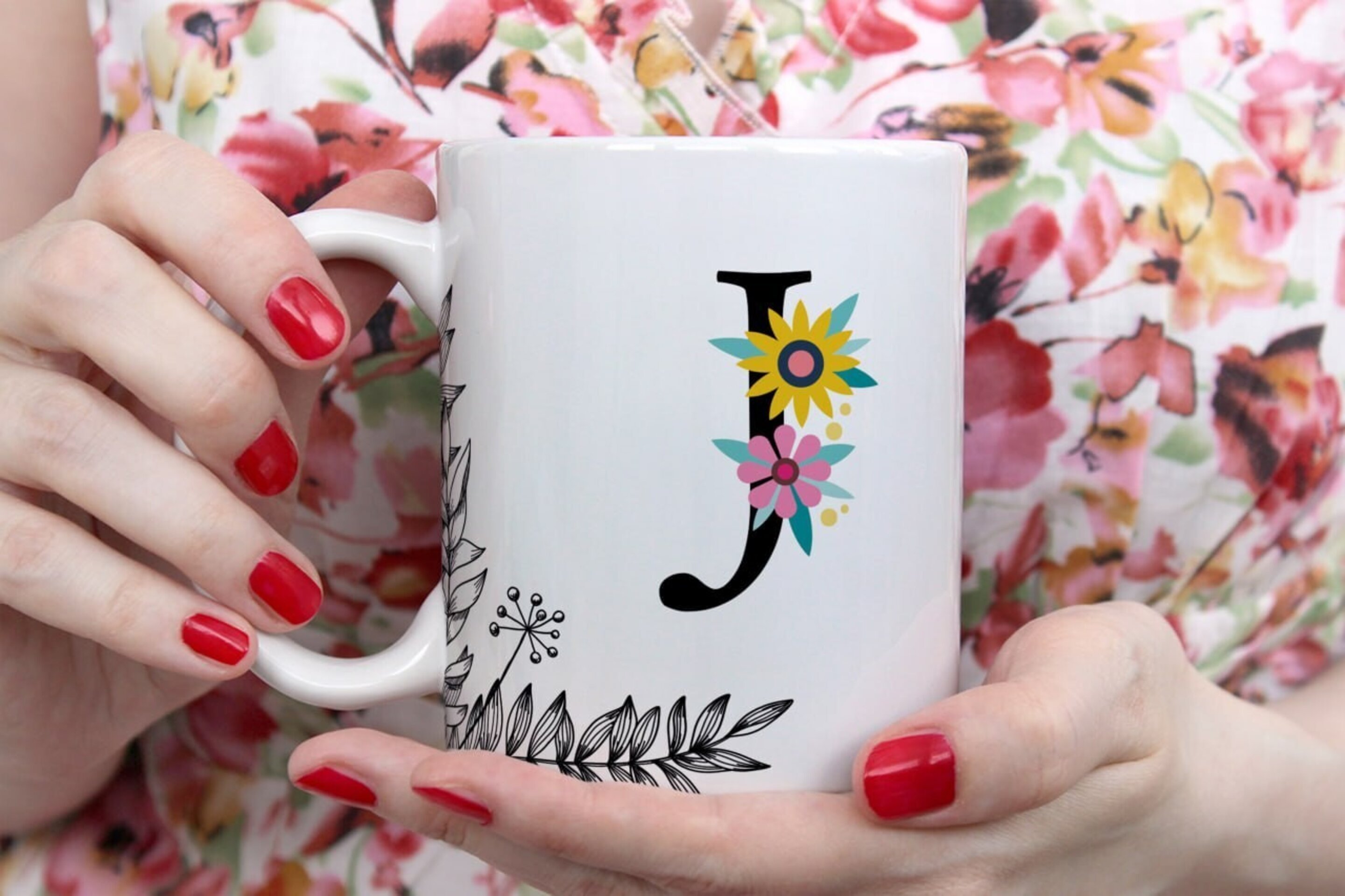 Tazas Iniciales Flor - 10