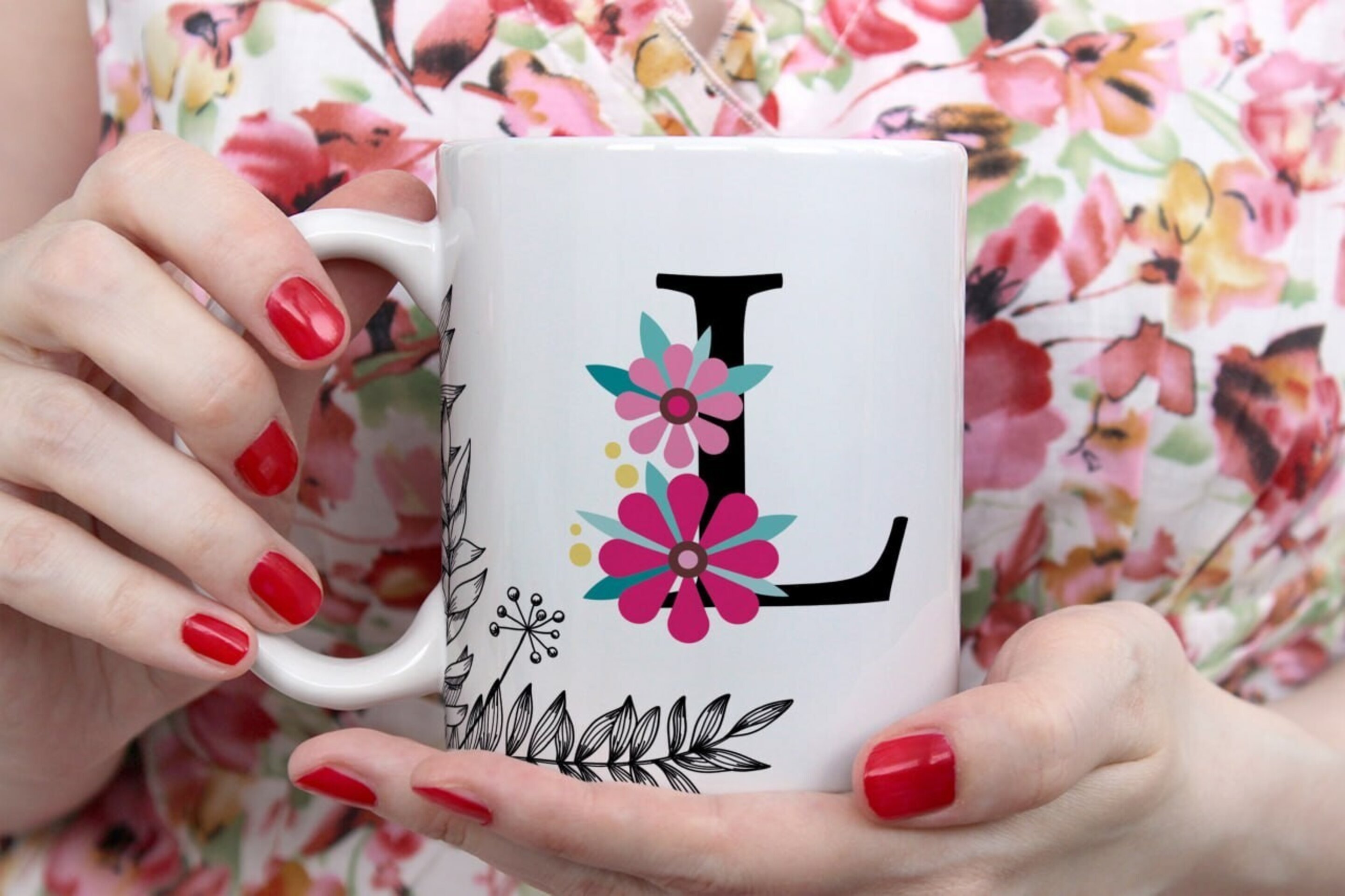 Tazas Iniciales Flor - 12