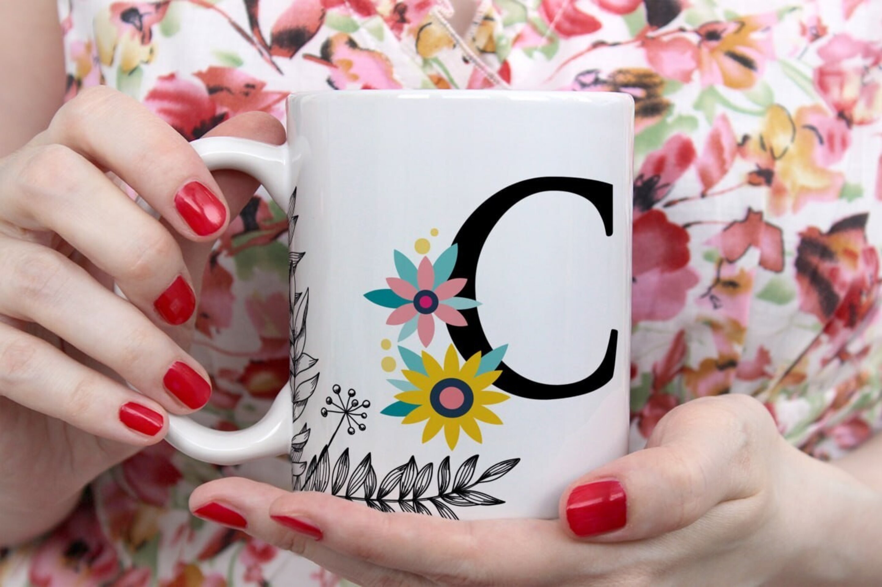 Tazas Iniciales Flor - 3
