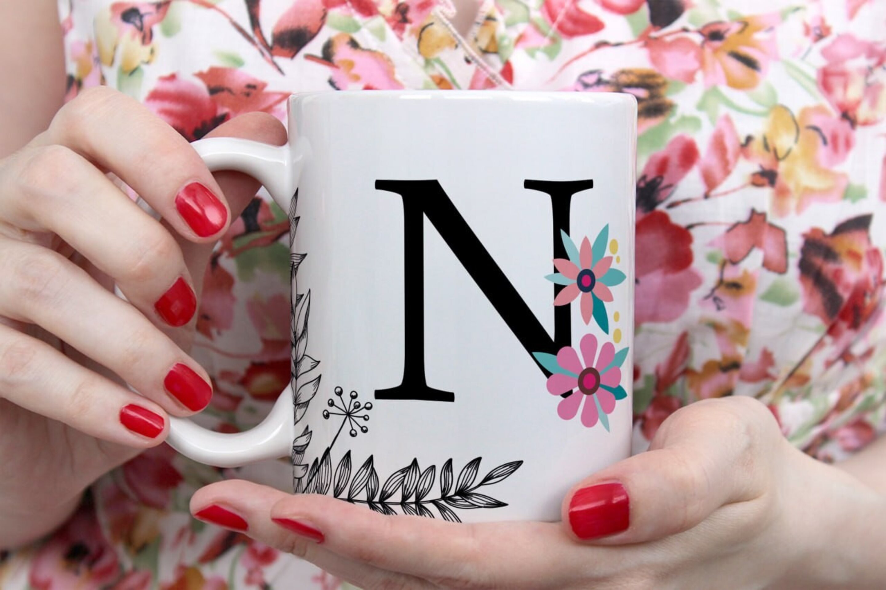 Tazas Iniciales Flor - 14