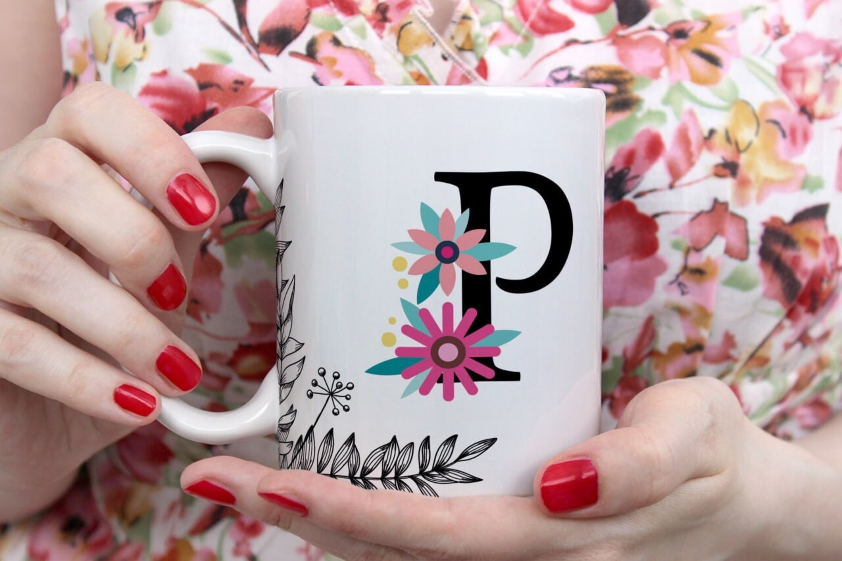 Tazas Iniciales Flor - 16