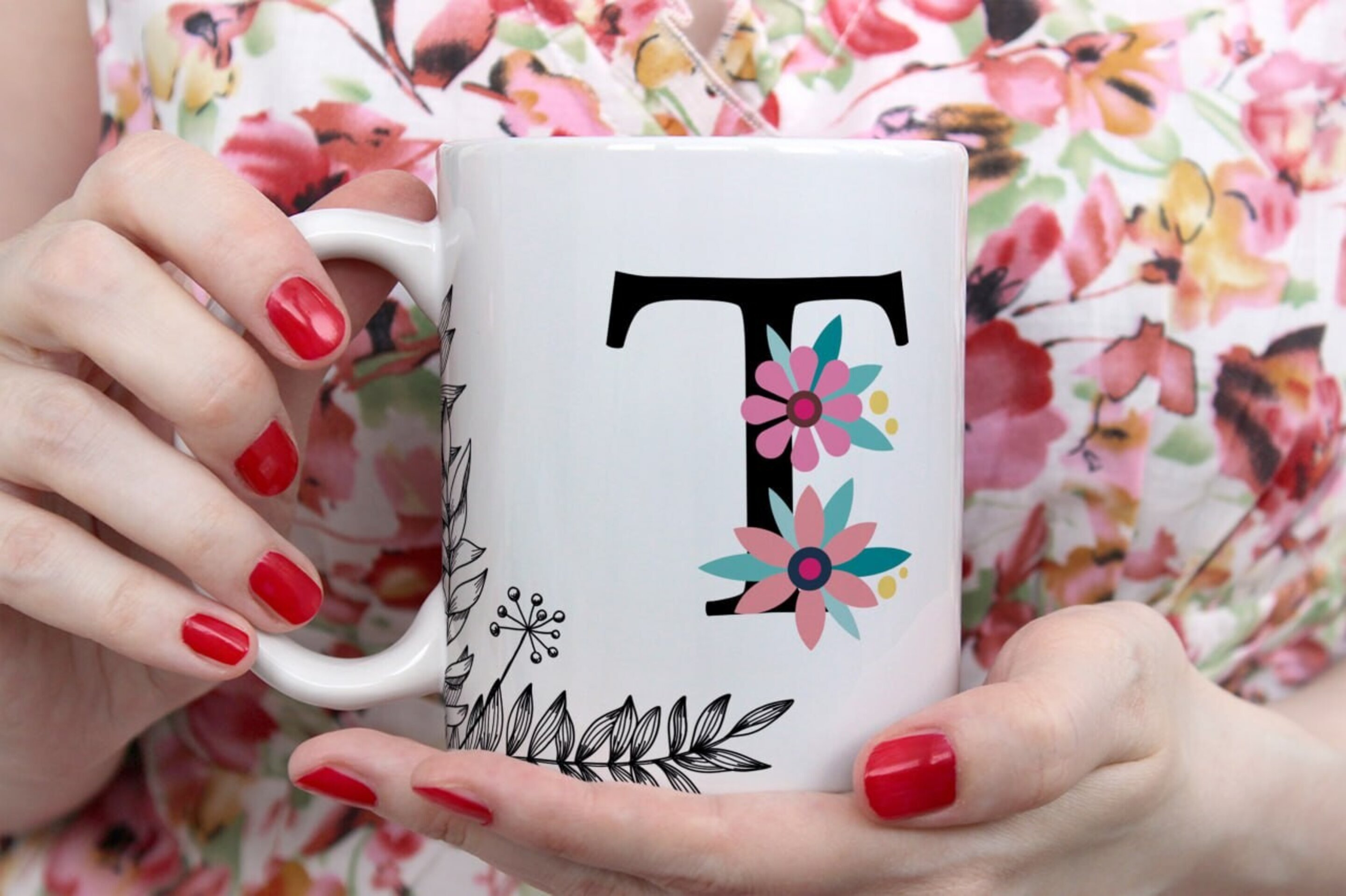 Tazas Iniciales Flor - 20