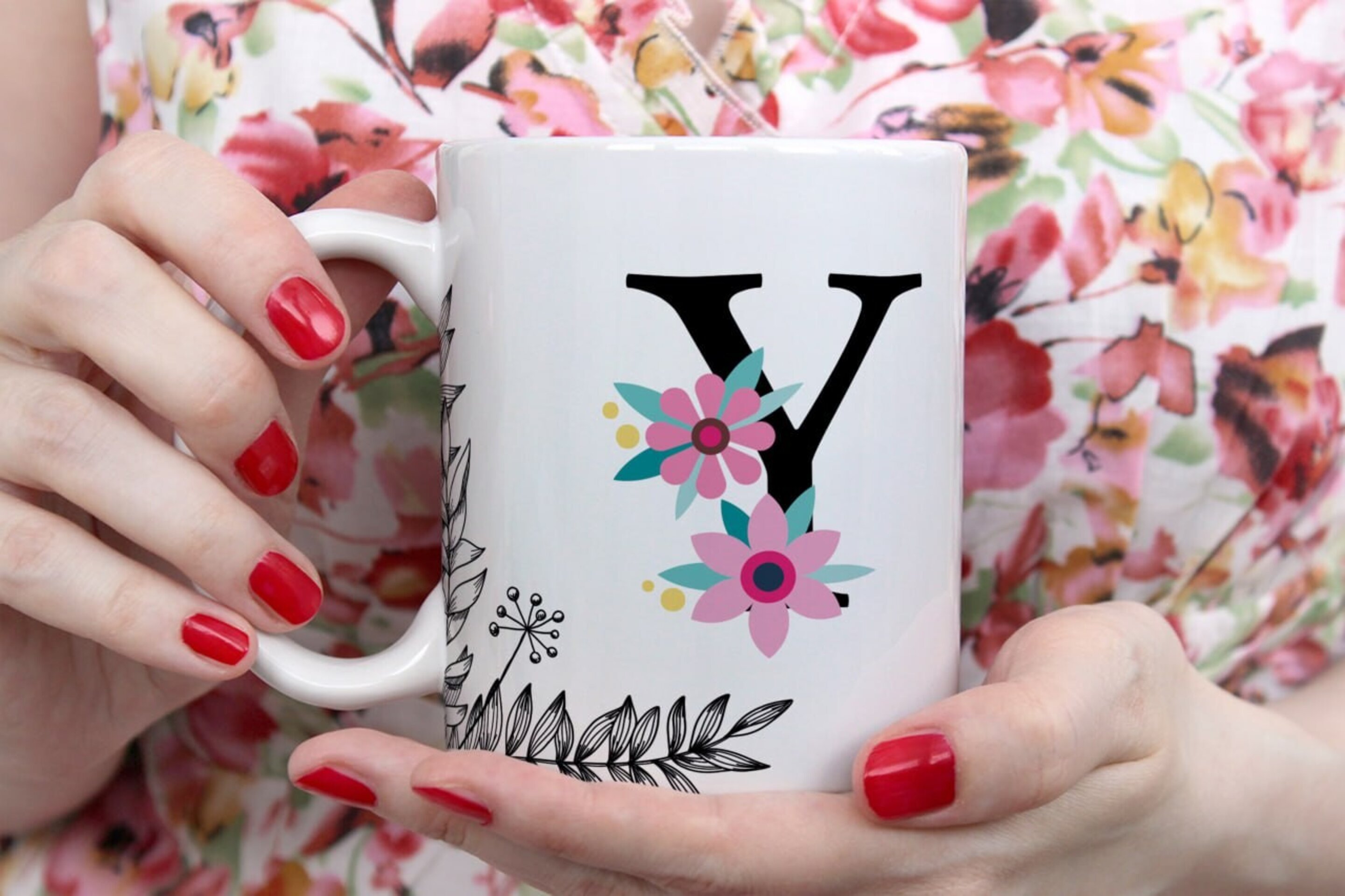 Tazas Iniciales Flor - 25
